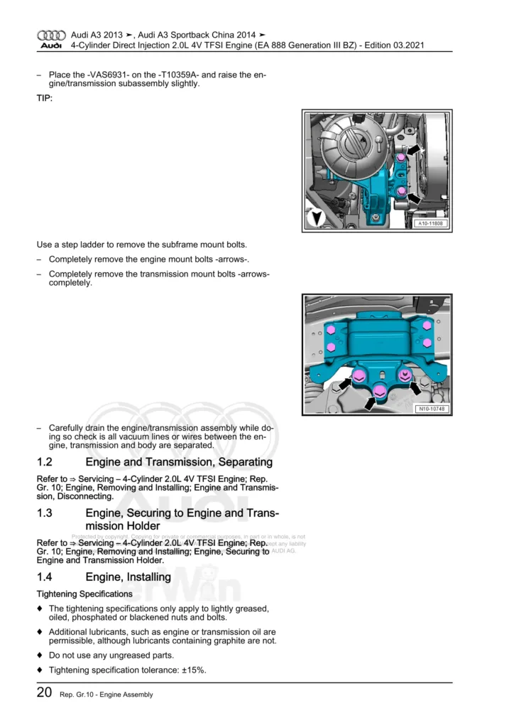 Audi A3 (8V) Service And Repair Manual